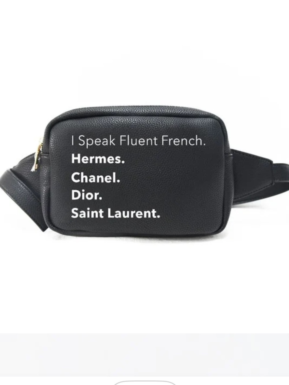 Black Crossbody Belt Bag I Speak Fluent French Fashion NWT Boutique Giftable